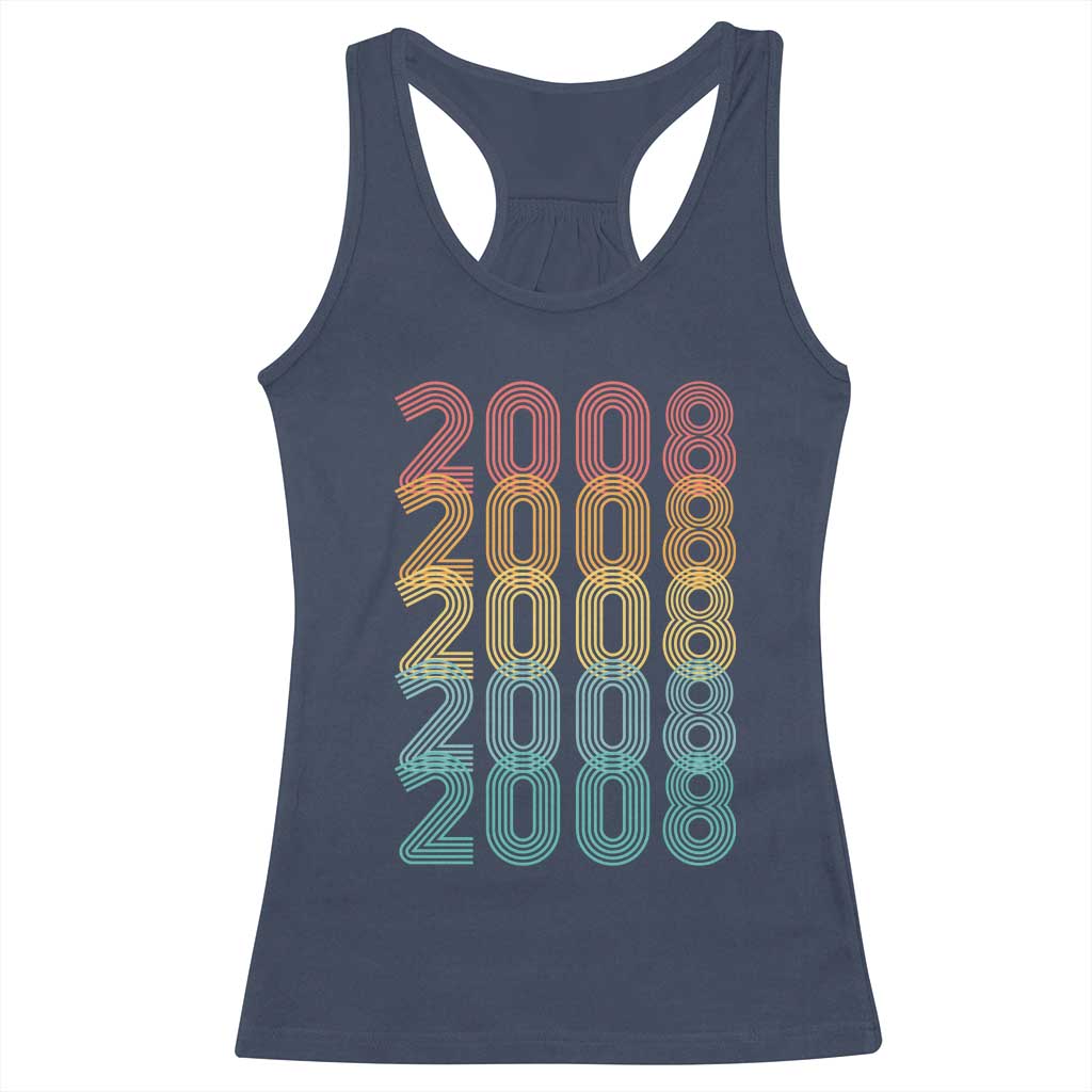 18th Birthday Racerback Tank Top Vintage 2008 Retro 18 Years Old Birthday TS11 Navy Print Your Wear
