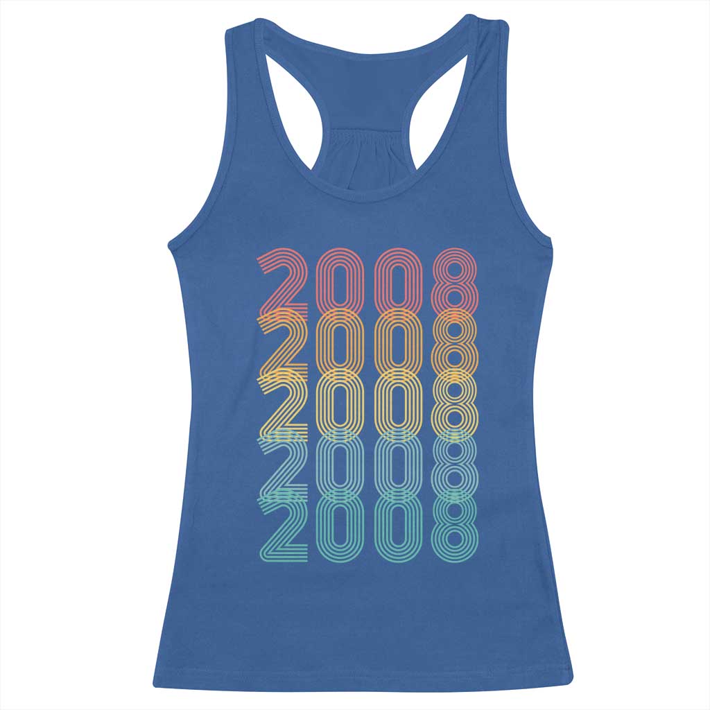 18th Birthday Racerback Tank Top Vintage 2008 Retro 18 Years Old Birthday TS11 Royal Blue Print Your Wear