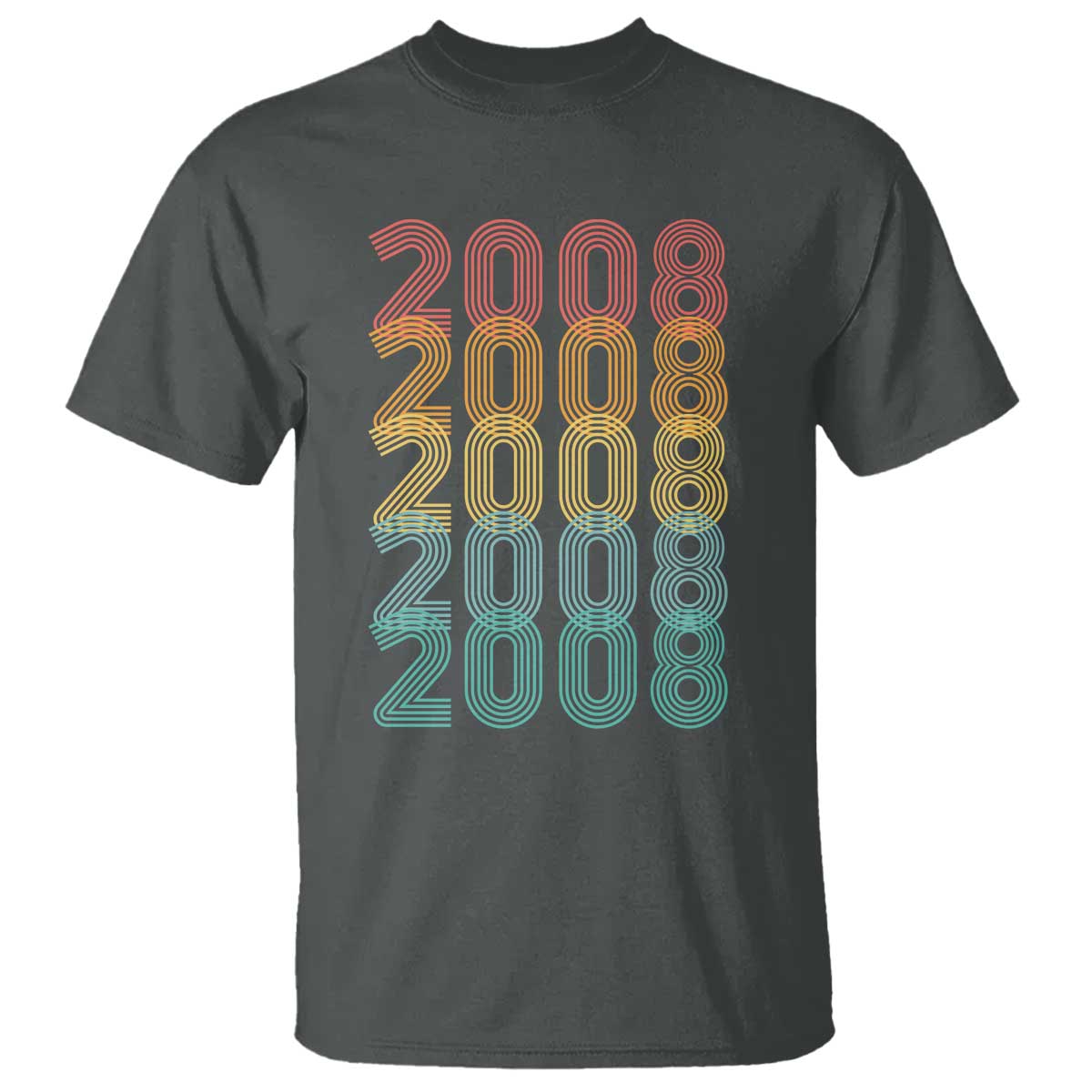 18th Birthday T Shirt Vintage 2008 Retro 18 Years Old Birthday TS11 Dark Heather Print Your Wear