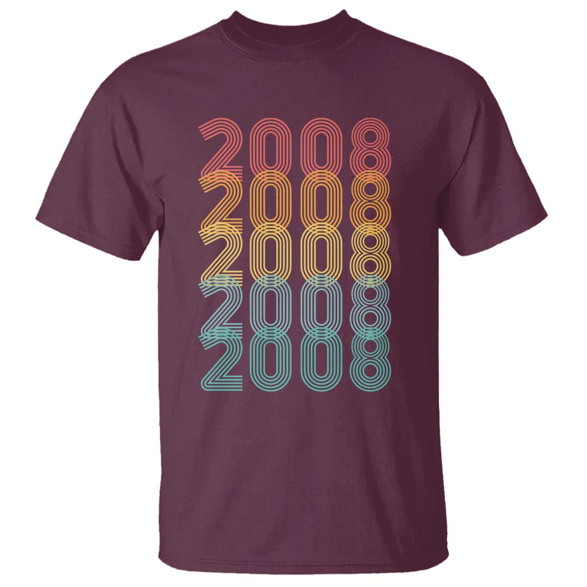 18th Birthday T Shirt Vintage 2008 Retro 18 Years Old Birthday TS11 Maroon Print Your Wear