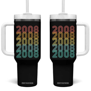 18th Birthday Tumbler With Handle Vintage 2008 Retro 18 Years Old Birthday TS11 One Size: 40 oz Black Print Your Wear
