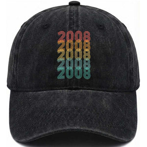 18th Birthday Washed Cotton Baseball Cap Vintage 2008 Retro 18 Years Old Birthday TS11 Print Your Wear