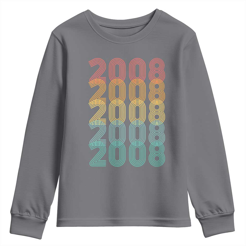 18th Birthday Youth Sweatshirt Vintage 2008 Retro 18 Years Old Birthday TS11 Charcoal Print Your Wear