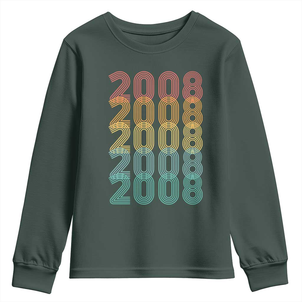 18th Birthday Youth Sweatshirt Vintage 2008 Retro 18 Years Old Birthday TS11 Dark Forest Green Print Your Wear