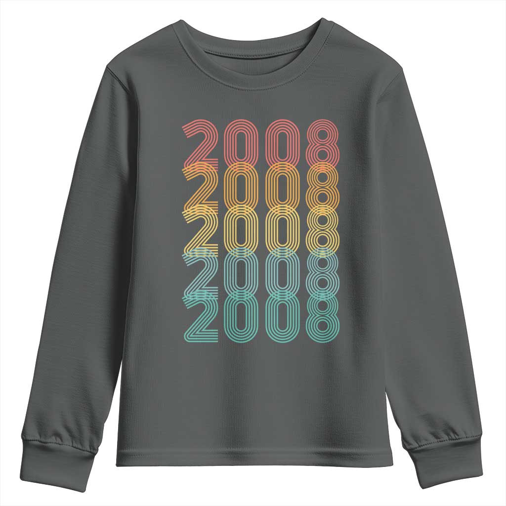 18th Birthday Youth Sweatshirt Vintage 2008 Retro 18 Years Old Birthday TS11 Dark Heather Print Your Wear
