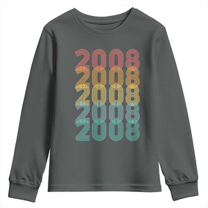 18th Birthday Youth Sweatshirt Vintage 2008 Retro 18 Years Old Birthday TS11 Dark Heather Print Your Wear