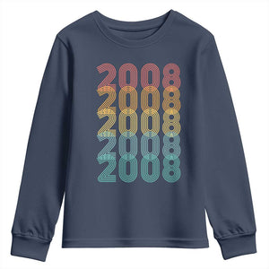 18th Birthday Youth Sweatshirt Vintage 2008 Retro 18 Years Old Birthday TS11 Navy Print Your Wear