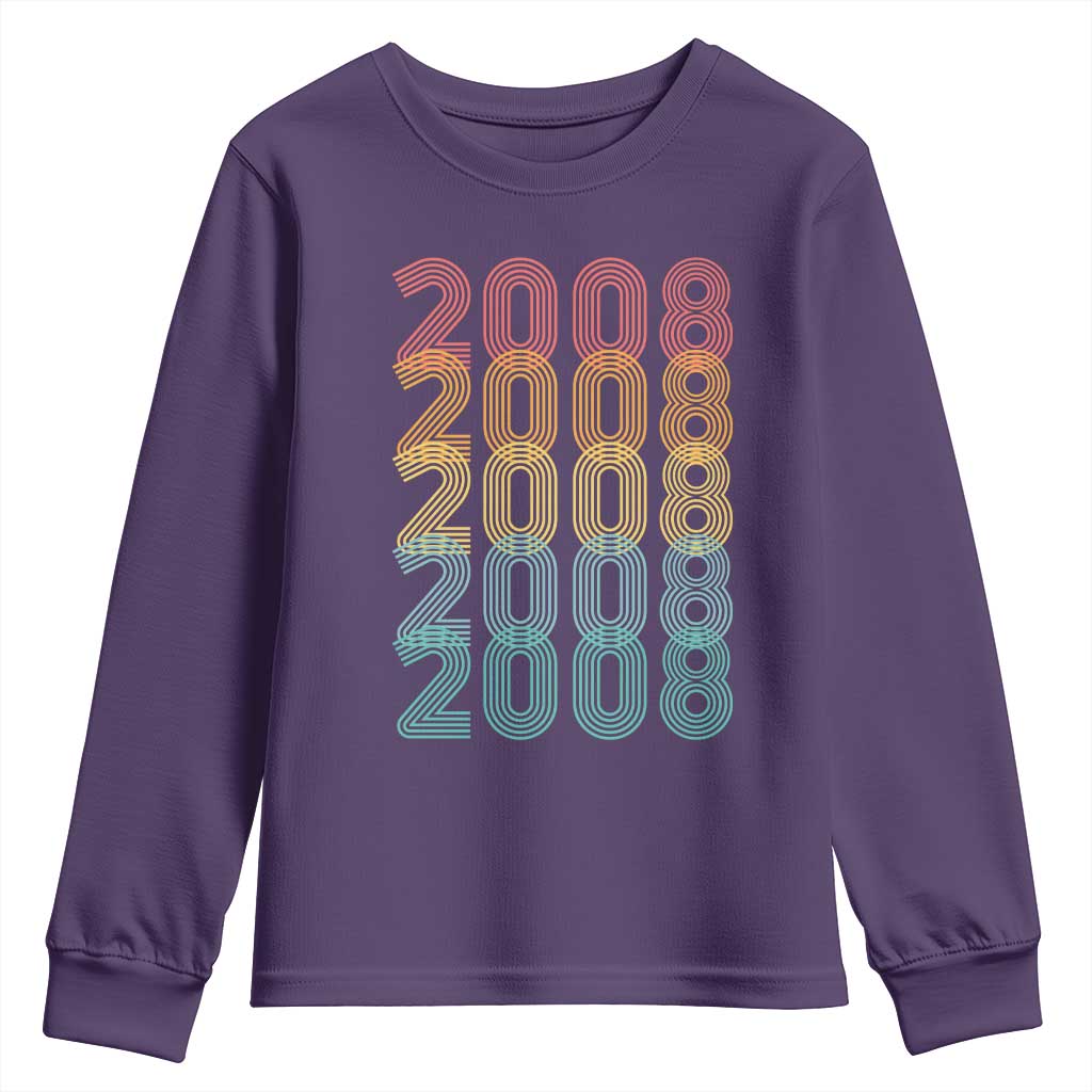 18th Birthday Youth Sweatshirt Vintage 2008 Retro 18 Years Old Birthday TS11 Purple Print Your Wear