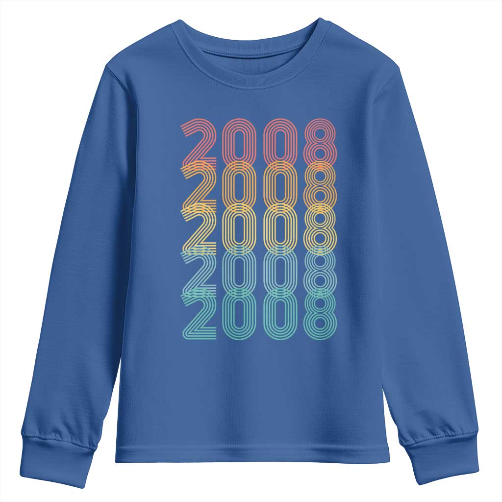 18th Birthday Youth Sweatshirt Vintage 2008 Retro 18 Years Old Birthday TS11 Royal Blue Print Your Wear