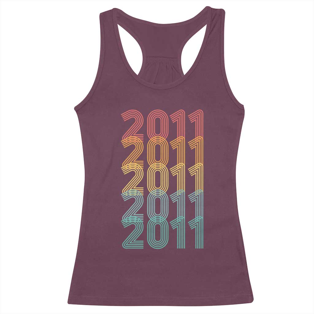 15th Birthday Racerback Tank Top Vintage 2011 Retro 15 Years Old Birthday TS11 Maroon Print Your Wear