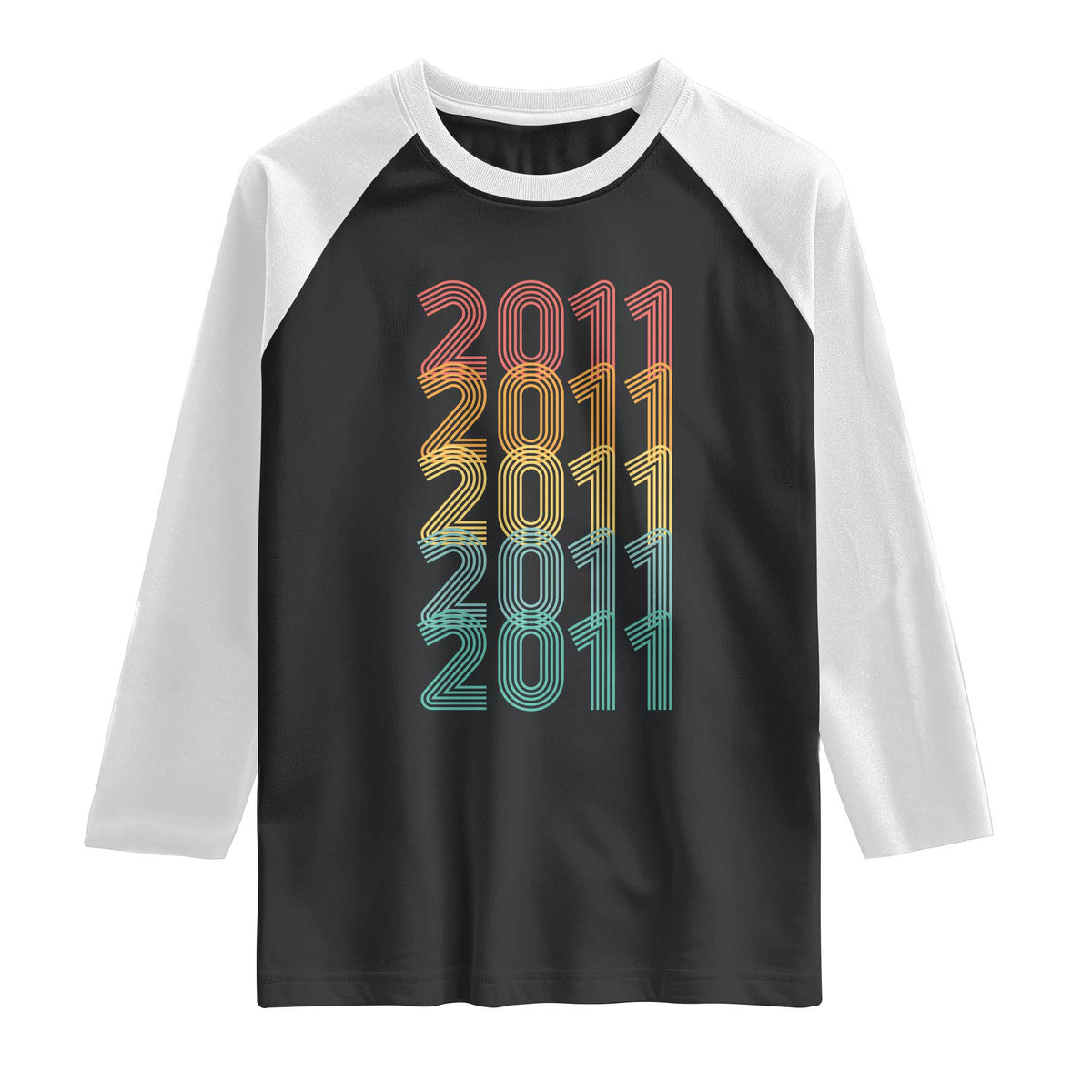 15th Birthday Raglan Shirt Vintage 2011 Retro 15 Years Old Birthday TS11 Black White Print Your Wear