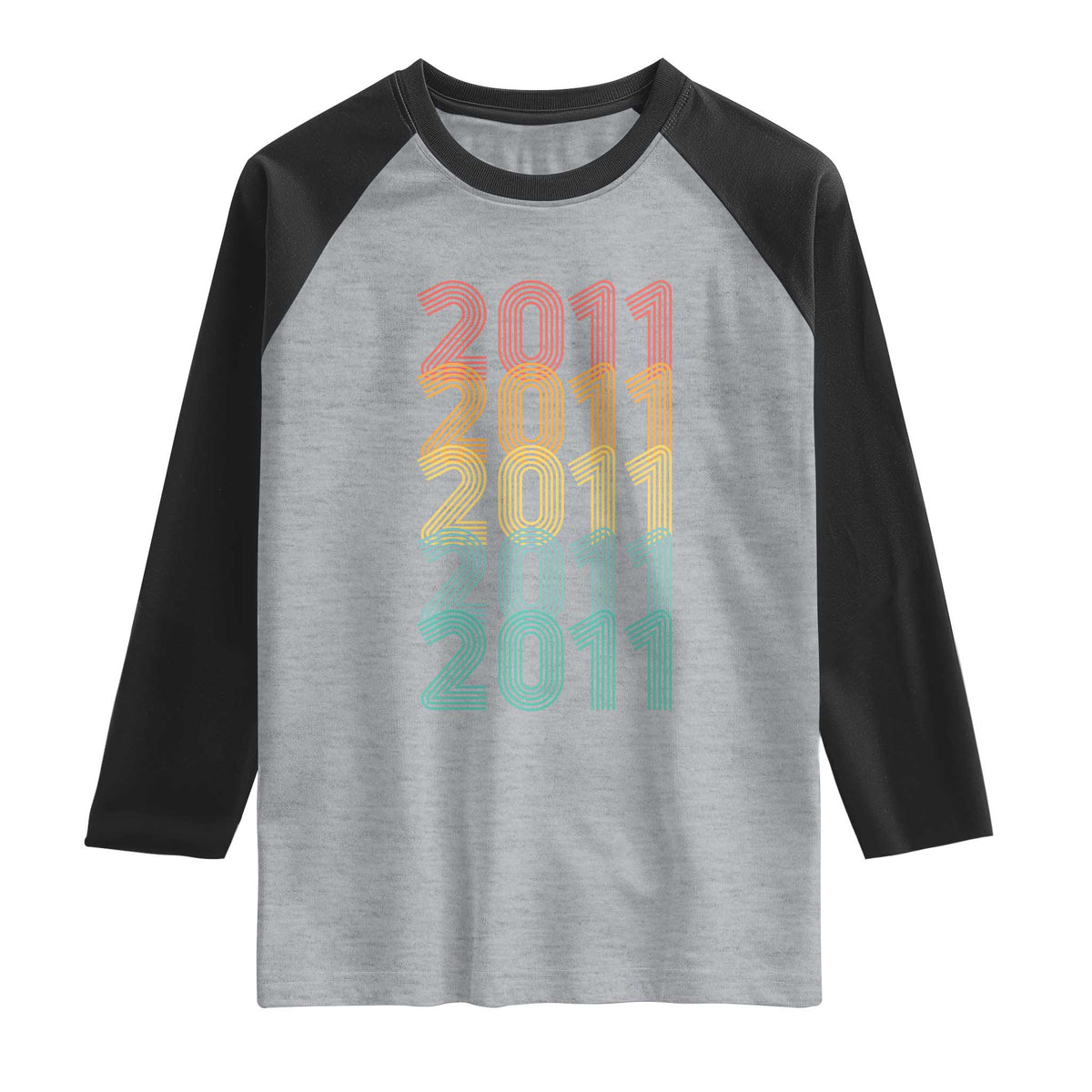 15th Birthday Raglan Shirt Vintage 2011 Retro 15 Years Old Birthday TS11 Heather Gray Black Print Your Wear