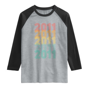 15th Birthday Raglan Shirt Vintage 2011 Retro 15 Years Old Birthday TS11 Heather Gray Black Print Your Wear