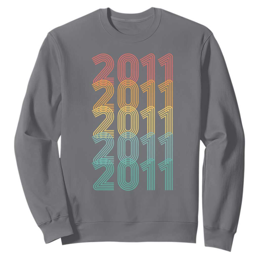 15th Birthday Sweatshirt Vintage 2011 Retro 15 Years Old Birthday TS11 Charcoal Print Your Wear