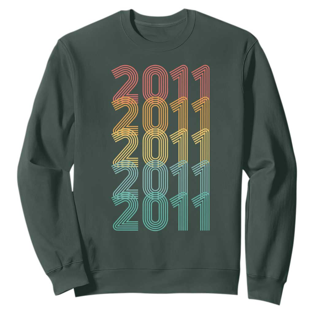 15th Birthday Sweatshirt Vintage 2011 Retro 15 Years Old Birthday TS11 Dark Forest Green Print Your Wear