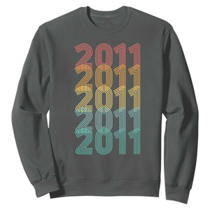 15th Birthday Sweatshirt Vintage 2011 Retro 15 Years Old Birthday TS11 Dark Heather Print Your Wear