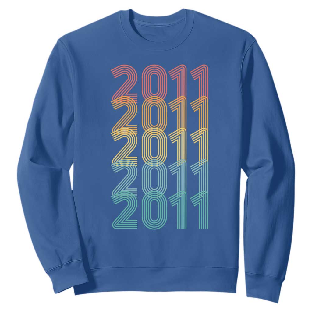 15th Birthday Sweatshirt Vintage 2011 Retro 15 Years Old Birthday TS11 Royal Blue Print Your Wear