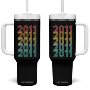 15th Birthday Tumbler With Handle Vintage 2011 Retro 15 Years Old Birthday TS11 One Size: 40 oz Black Print Your Wear