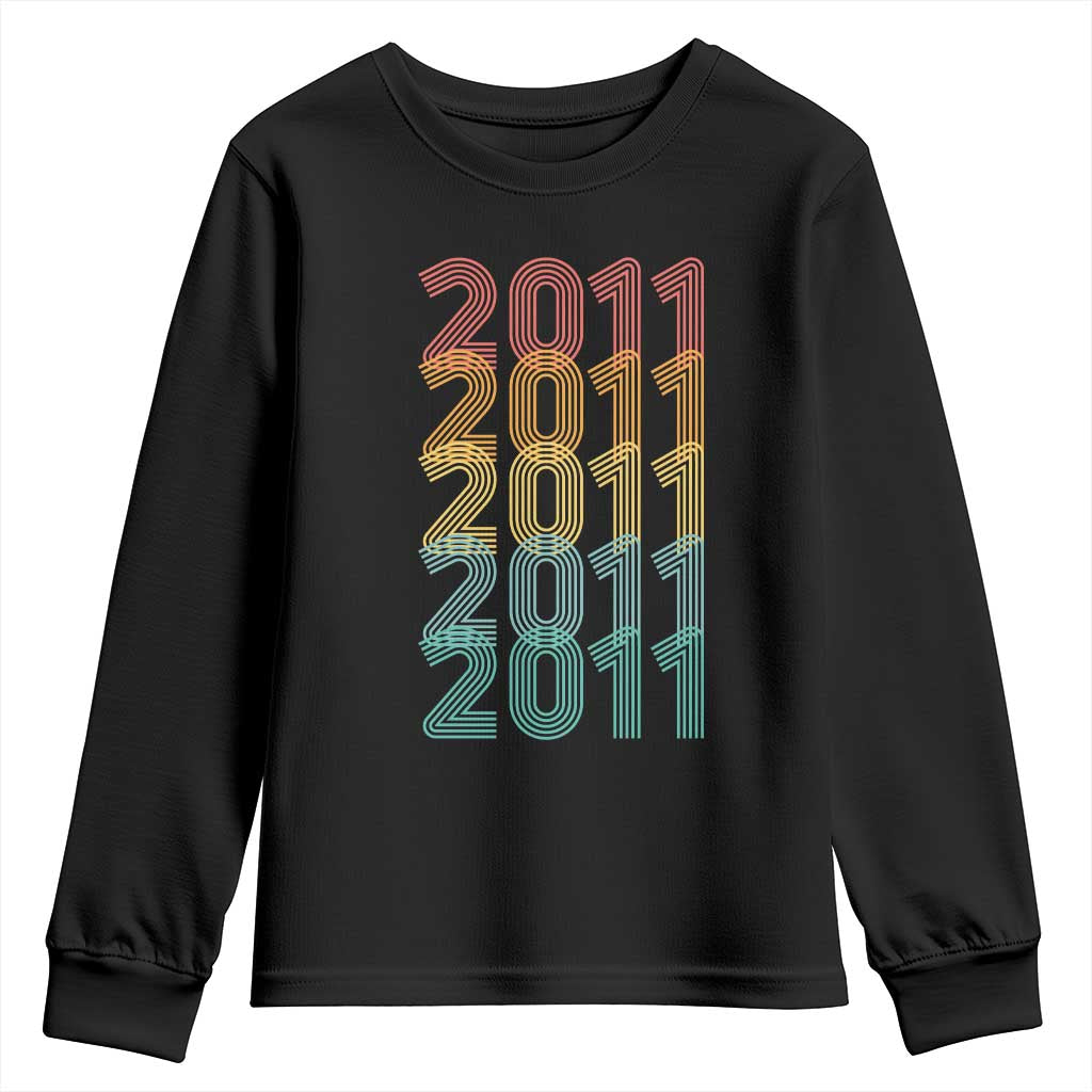 15th Birthday Youth Sweatshirt Vintage 2011 Retro 15 Years Old Birthday TS11 Black Print Your Wear