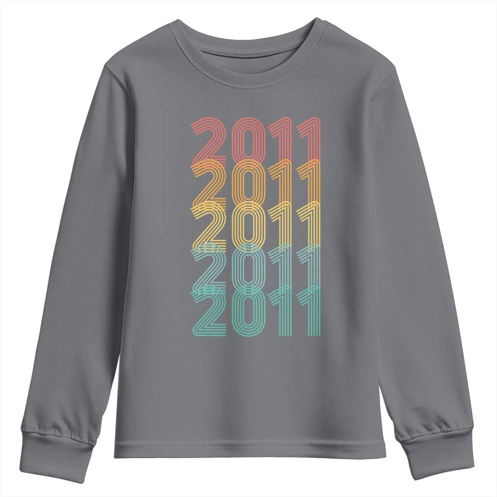 15th Birthday Youth Sweatshirt Vintage 2011 Retro 15 Years Old Birthday TS11 Charcoal Print Your Wear