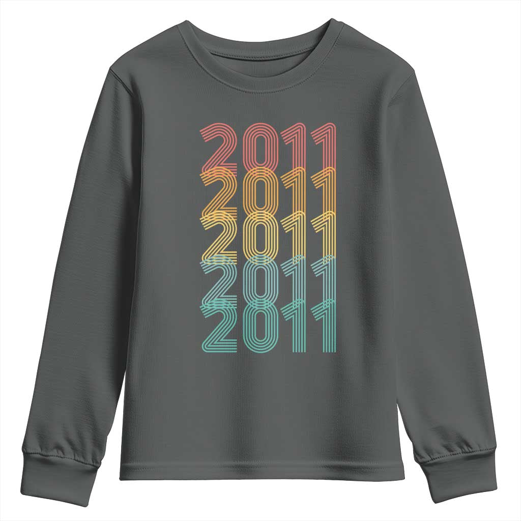 15th Birthday Youth Sweatshirt Vintage 2011 Retro 15 Years Old Birthday TS11 Dark Heather Print Your Wear