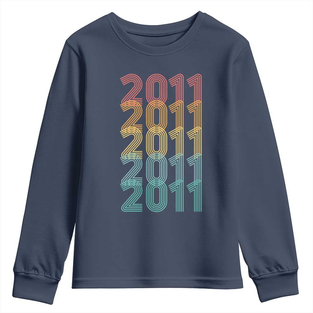 15th Birthday Youth Sweatshirt Vintage 2011 Retro 15 Years Old Birthday TS11 Navy Print Your Wear
