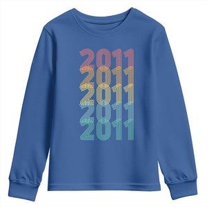 15th Birthday Youth Sweatshirt Vintage 2011 Retro 15 Years Old Birthday TS11 Royal Blue Print Your Wear