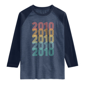 16th Birthday Raglan Shirt Vintage 2010 Retro 16 Years Old Birthday TS11 Heather Denim Navy Print Your Wear