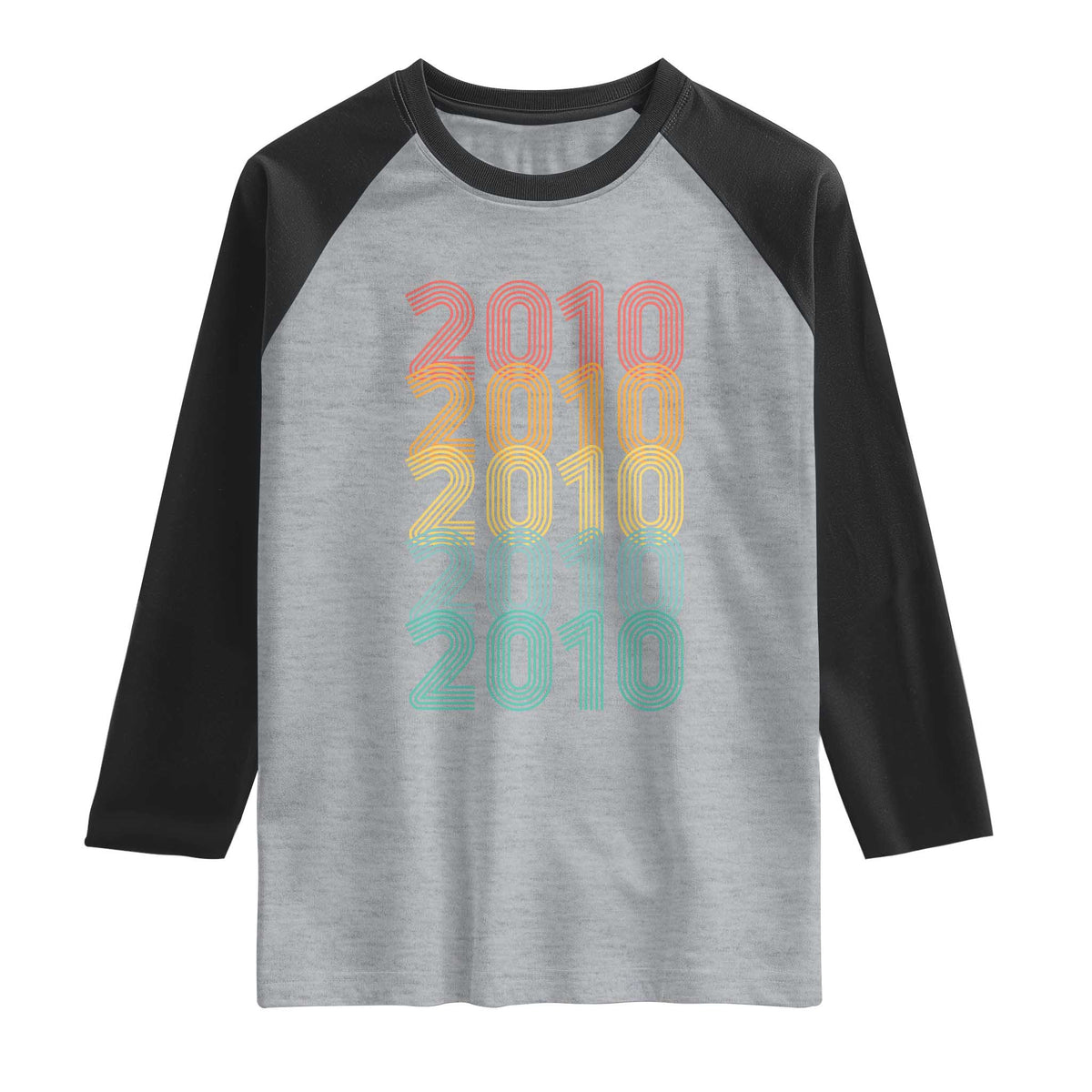 16th Birthday Raglan Shirt Vintage 2010 Retro 16 Years Old Birthday TS11 Heather Gray Black Print Your Wear
