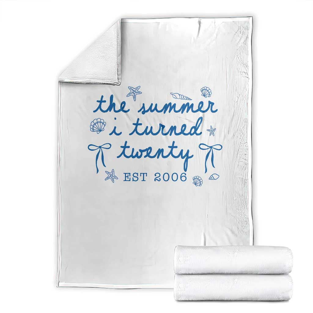 The Summer I Turned Thirty Funny 30th Birthday Est 1996 Throw Blanket Summer Coastal Birthday Seashell Bow TS11 White Print Your Wear