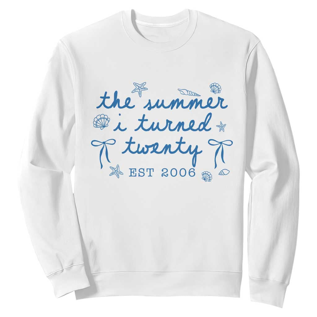 The Summer I Turned Thirty Funny 30th Birthday Est 1996 Sweatshirt Summer Coastal Birthday Seashell Bow TS11 White Print Your Wear