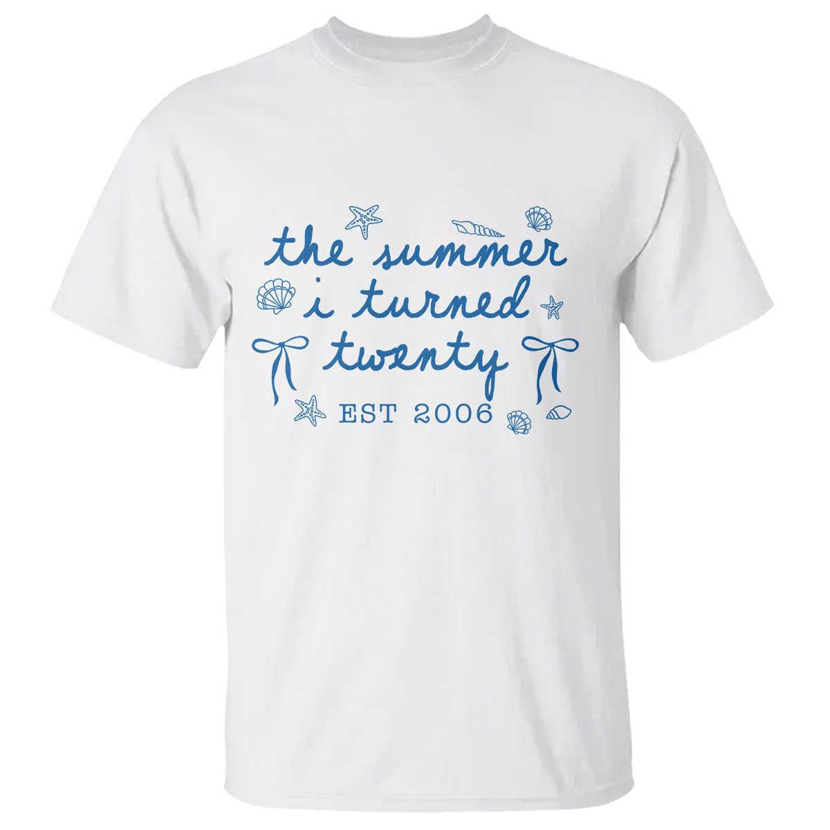 The Summer I Turned Thirty Funny 30th Birthday Est 1996 T Shirt Summer Coastal Birthday Seashell Bow TS11 White Print Your Wear