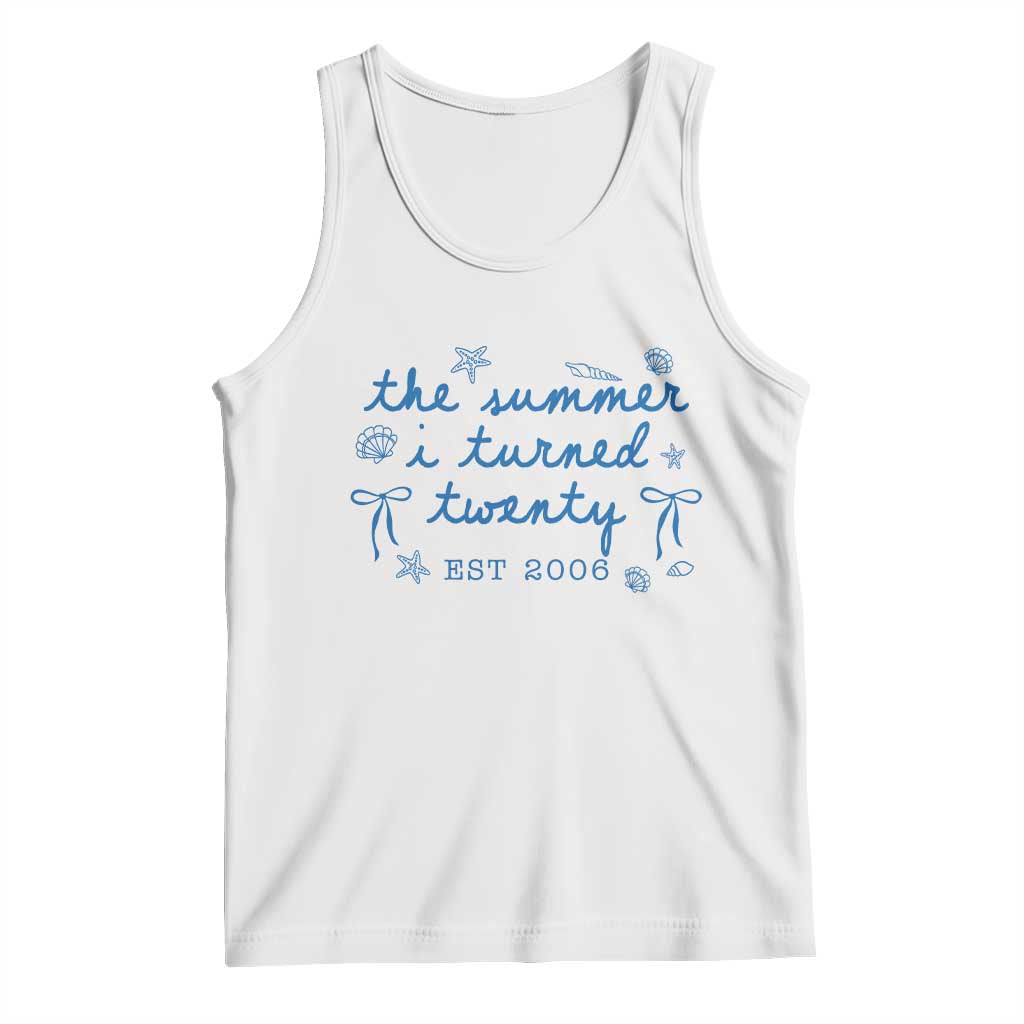 The Summer I Turned Thirty Funny 30th Birthday Est 1996 Tank Top Summer Coastal Birthday Seashell Bow TS11 White Print Your Wear