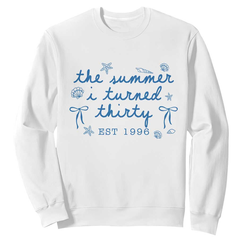 The Summer I Turned Twenty Funny 20th Birthday Est 2006 Sweatshirt Summer Coastal Birthday Seashell Bow TS11 White Print Your Wear