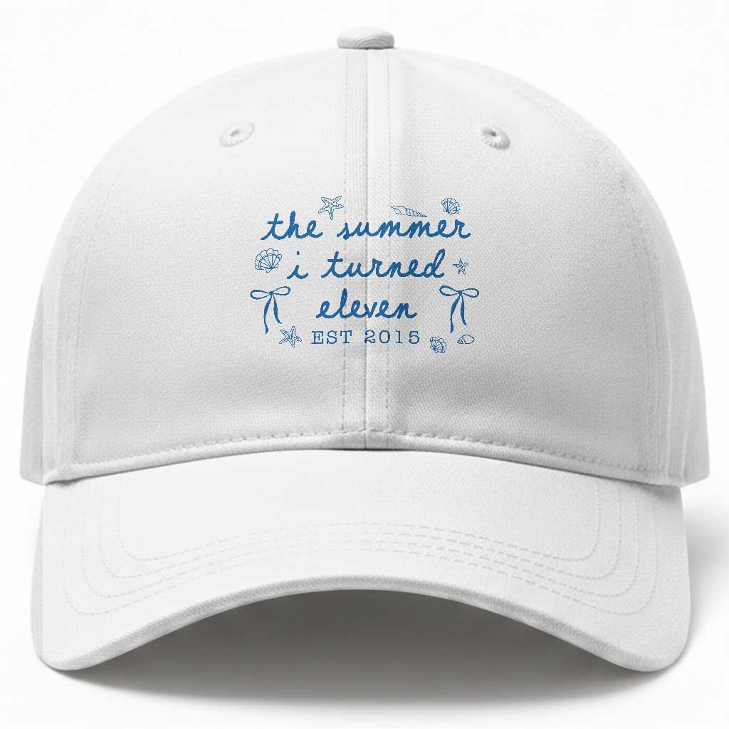 The Summer I Turned Eleven Funny 11th Birthday Est 2015 Baseball Cap Summer Coastal Birthday Seashell Bow TS11 Print Your Wear