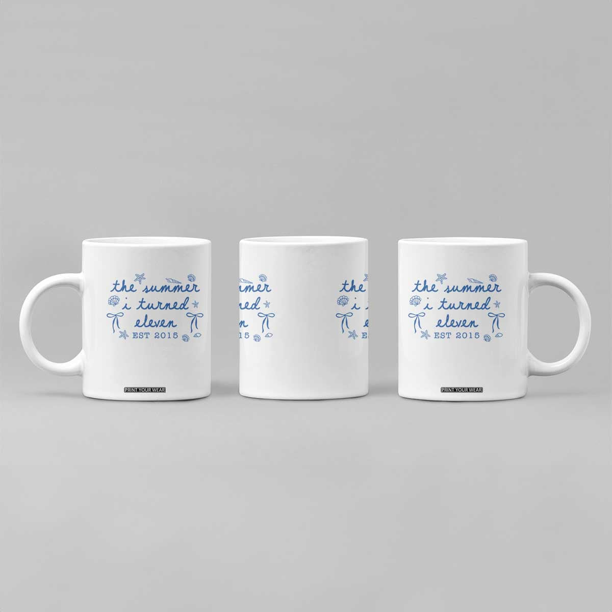 The Summer I Turned Eleven Funny 11th Birthday Est 2015 Coffee Mug Summer Coastal Birthday Seashell Bow TS11 Print Your Wear