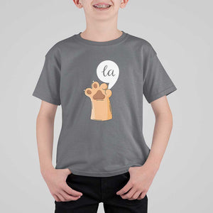 Funny Harris Supporter T Shirt For Kid Comma La Cat Hand Paw Kamala Punctuation TS11 Charcoal Print Your Wear