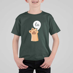 Funny Harris Supporter T Shirt For Kid Comma La Cat Hand Paw Kamala Punctuation TS11 Dark Forest Green Print Your Wear