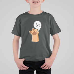 Funny Harris Supporter T Shirt For Kid Comma La Cat Hand Paw Kamala Punctuation TS11 Dark Heather Print Your Wear