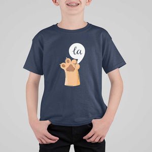 Funny Harris Supporter T Shirt For Kid Comma La Cat Hand Paw Kamala Punctuation TS11 Navy Print Your Wear