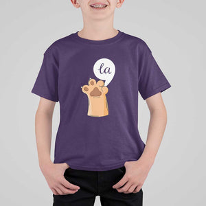 Funny Harris Supporter T Shirt For Kid Comma La Cat Hand Paw Kamala Punctuation TS11 Purple Print Your Wear