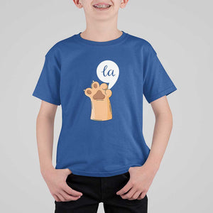 Funny Harris Supporter T Shirt For Kid Comma La Cat Hand Paw Kamala Punctuation TS11 Royal Blue Print Your Wear