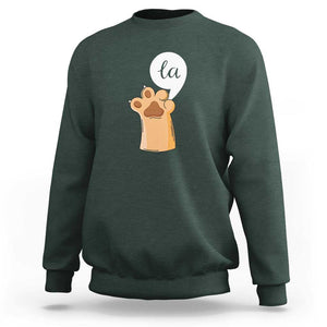 Funny Harris Supporter Sweatshirt Comma La Cat Hand Paw Kamala Punctuation TS11 Dark Forest Green Print Your Wear