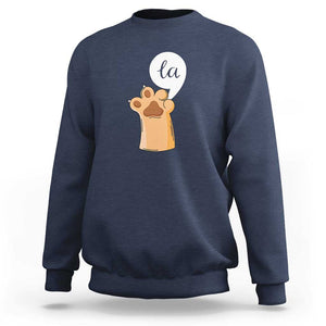 Funny Harris Supporter Sweatshirt Comma La Cat Hand Paw Kamala Punctuation TS11 Navy Print Your Wear