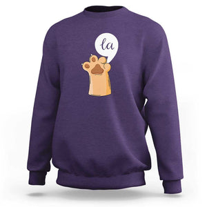 Funny Harris Supporter Sweatshirt Comma La Cat Hand Paw Kamala Punctuation TS11 Purple Print Your Wear