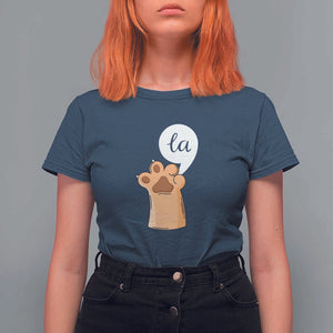 Funny Harris Supporter T Shirt For Women Comma La Cat Hand Paw Kamala Punctuation TS11 Navy Print Your Wear