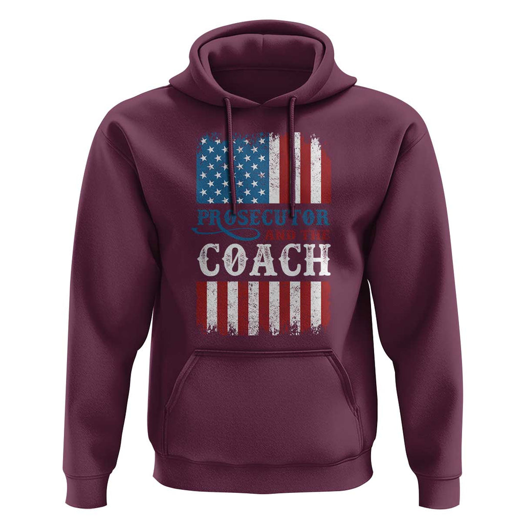 Harris Walz Hoodie Prosecutor And The Coach 2024 Vintage American Flag TS11 Maroon Print Your Wear