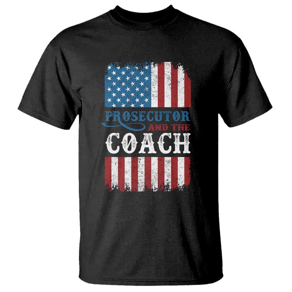 Harris Walz T Shirt Prosecutor And The Coach 2024 Vintage American Flag TS11 Black Print Your Wear