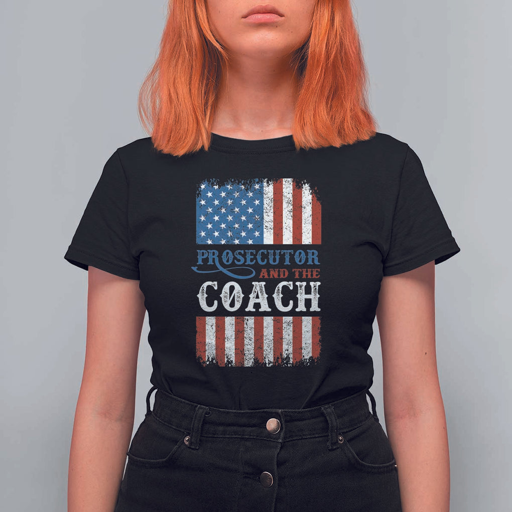 Harris Walz T Shirt For Women Prosecutor And The Coach 2024 Vintage American Flag TS11 Black Print Your Wear