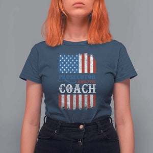 Harris Walz T Shirt For Women Prosecutor And The Coach 2024 Vintage American Flag TS11 Navy Print Your Wear